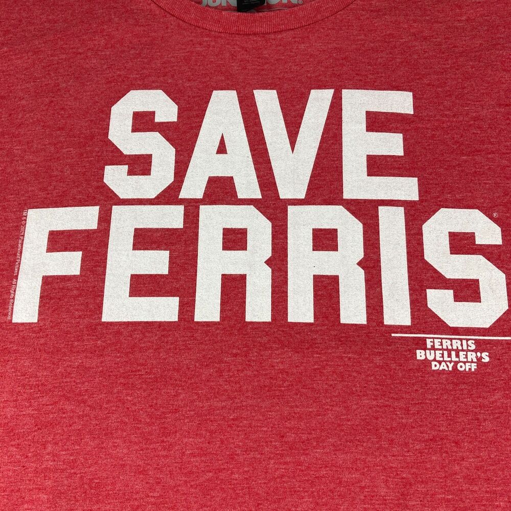 Ferris Buellers Day Off T Shirt Mens 2XL Save Ferris Movie Ripple Junction Red